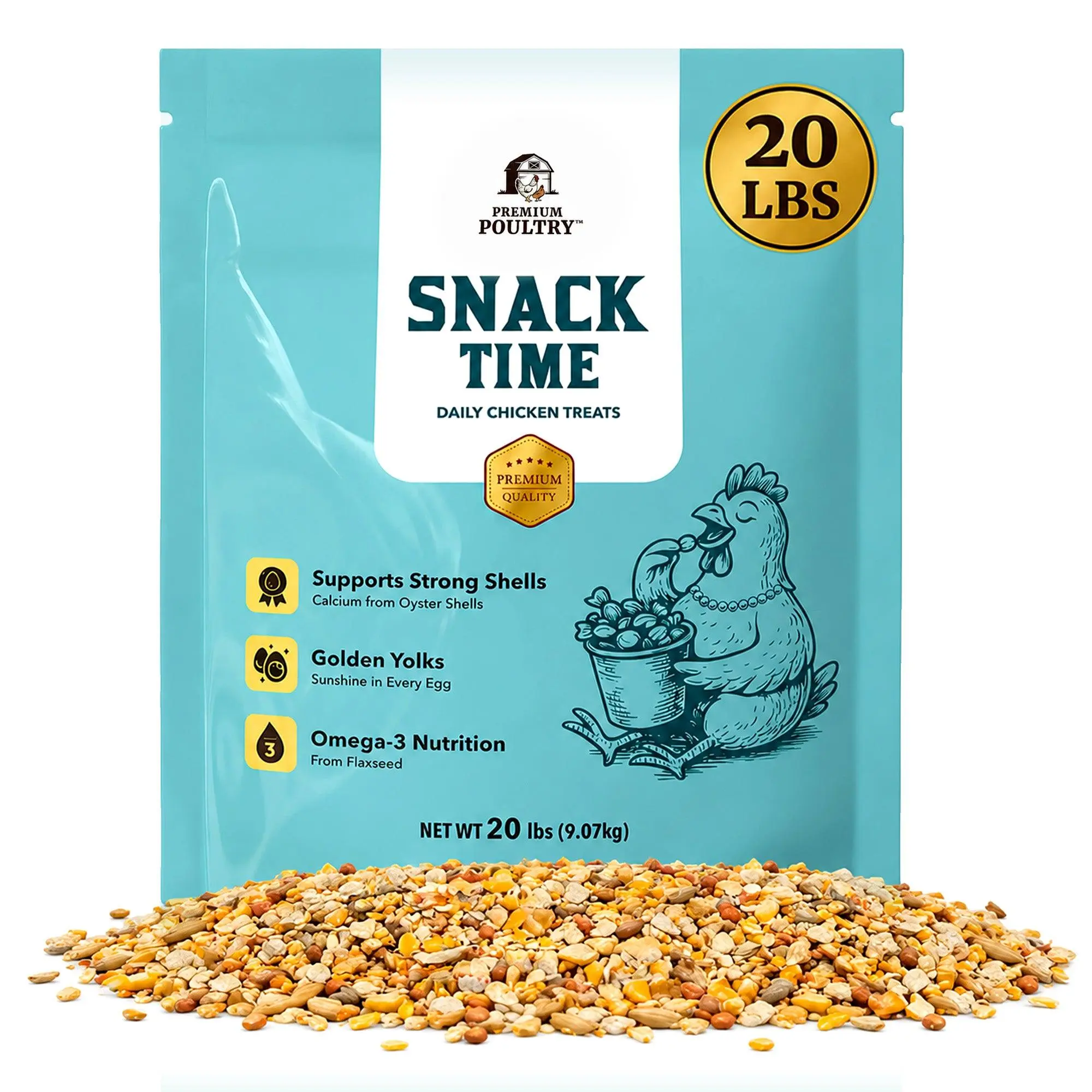 Premium Poultry Snack Time Treat Mix, Supports Egg Shells & Yolk Color, 20 Lb Premium Poultry Snack Time Treat Mix, Supports Egg Shells & Yolk Color, 20 Lb