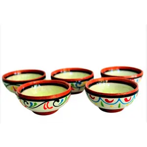 Terracotta White Mini-bowl Set of 5 - Hand Painted From Spain