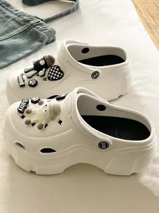 Cute Little Monster Platform Clogs Slipper - Fun & Quirky, Height Boost, DIY Charms, Casual Summer Shoes! Flatform