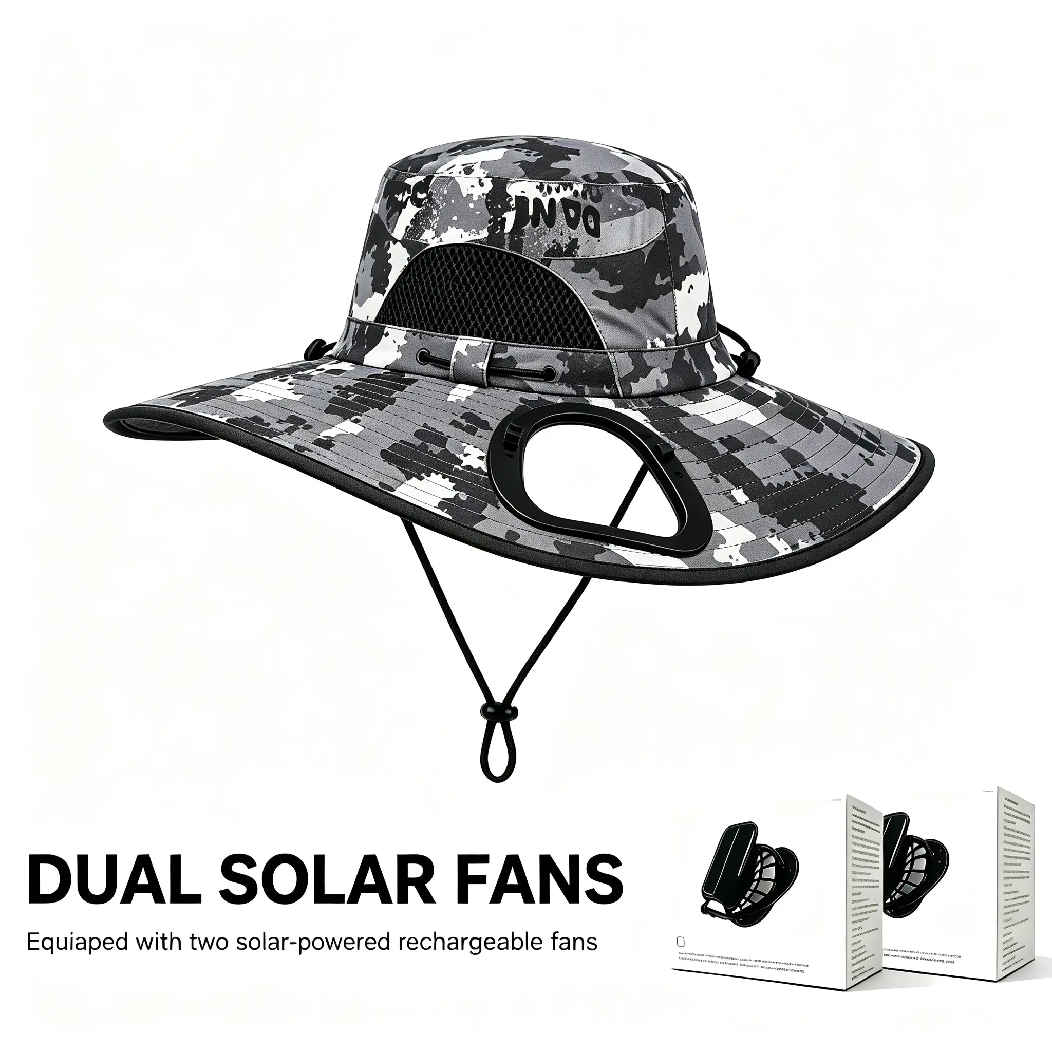 2026 Outdoor Wide Brim Dual Fan Cooling Sun Hat – Rechargeable UPF 50+ Breathable Hat for Men & Women, UV Protection, Solar Powered, Fishing, Camping, Gardening, Hiking, Beach, Travel, Outdoor Work, Yard Work, Heat Relief & Summer Essential