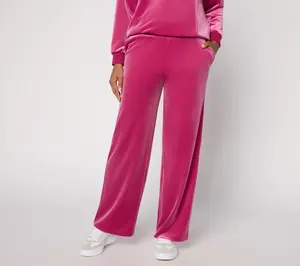 LOGO by Lori Goldstein Petite Velvet Full Length Pants