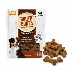 Beef Broth Bones Dog Treats - Savory Beef Broth Flavored Crunchy Dog Biscuits - Training & Reward Treats for Dogs - 54 Count, 2.38 lb Bag