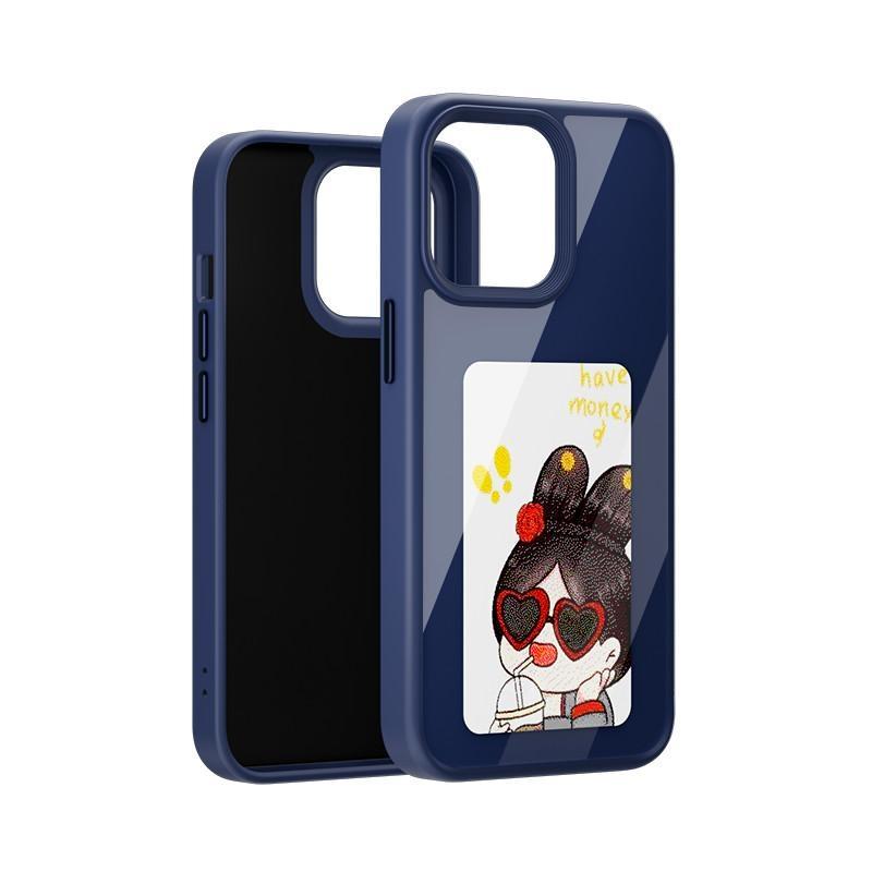 NFC Projection DIY Smart Display Customized Phone Case, 1 Count Ink Screen Projection Phone Case, Phone Accessories for iPhone 11 12 13 14 15 Pro Max Series