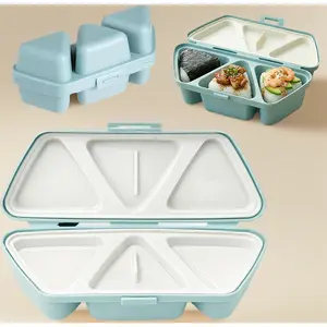 6-in-1 Onigiri Mold Set, Triangle Rice Ball Mold, with 100 Disposable Plastic Gloves, Make 6 Onigiri at Once, Non-Stick Easy Release, Easy to Clean