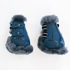 Royal Equestrian Shock Absorbent Sheepskin Fetlock Boots Royal Blue