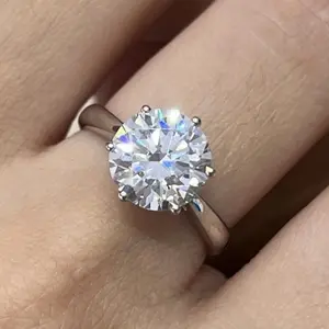 【2.5CT】 9K white gold Classic 6-prong ring/LF
