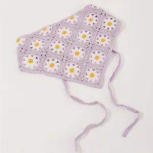 Purple Daisy Crochet Headscarf