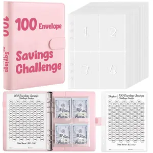 Budget - friendly companion, SKYDUE 100 Envelopes Money Saving Challenge Binder notebook , Savings Challenges Book with Cash Envelopes, Budget Binder with Double Side Laminated Tracker, Easy and Fun Way to Save $5050