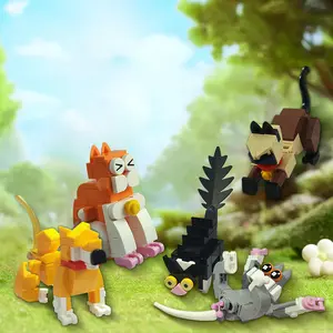 200pcs Mini Cute Animal Building Blocks Set, 3in1 3D Bricks for Kids 3+, Safe Material DIY Educational Toys, Kawaii Cat Dog Models Tabletop Decor Birthday Gifts,Durable Toys,Christmas,Kids Adults Collectables fidget