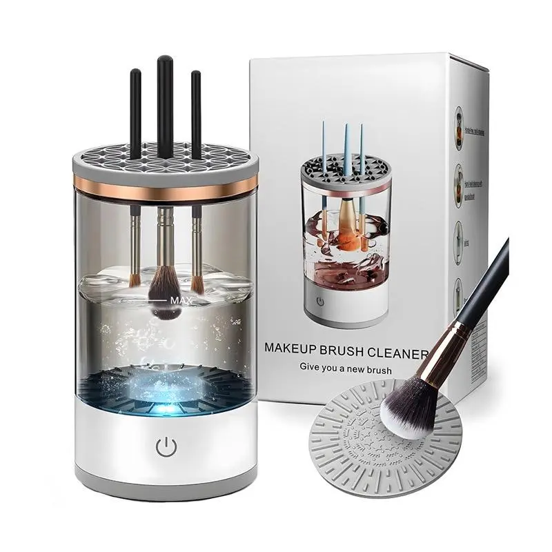 Electric Makeup Brush Cleaner with Universal Silicone Cap, USB Charging Cosmetic Cleansing Makeup Brush Cleaning Tool, Makeup Brushes Cleaner, Makeup Brush Washer, Makeup Brush Cleanser, Professional Makeup Tools for Women