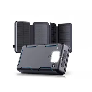 Solar Charger 20000mAh, Outdoor USB C Portable Power Bank with 4 Solar Panels, 3A Fast Charge External Battery Pack with 3 USB Outputs Compatible with Smartphones, Tablets, etc.