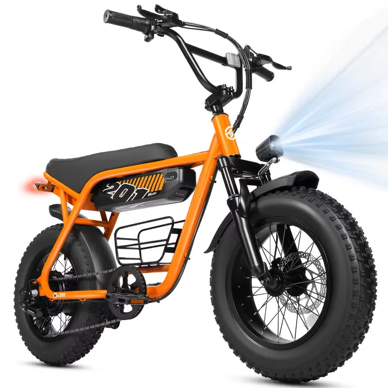 ESKUTE V201 Electric Bike For Adults, 20" X 4.0" Fat Tire 749W Peak Motor, 48V Battery, Equipped With Storage Baskets, Perfect For Urban Travel, Multiple Colors Available