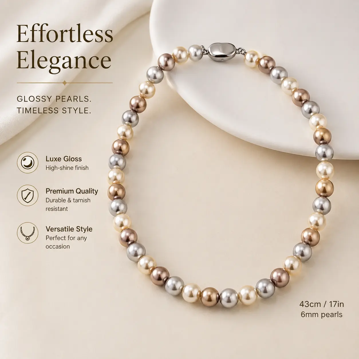 Sparkling Necklaces for Women, Mixed Multi-Color Pearl Statement Accessory, Lightweight & Comfortable for Special Occasions and Summer Gifts, String Of Pearls Necklaces, Pearl Bead Chain Necklaces