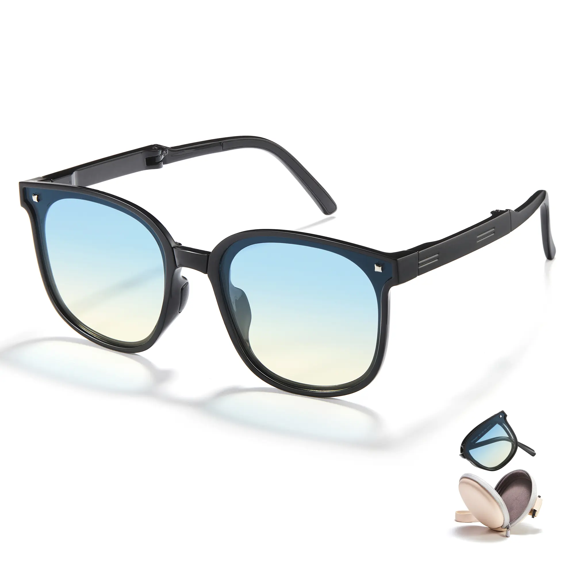 Cyxus Unisex Full Rim Cat Eye Adjustable Polarized Sunglasses (Model 1801) - UV400 Protection, Ultralight Foldable, Easy-Carry, Men's Casual, Polarized Women's Frames for Driving, Golf