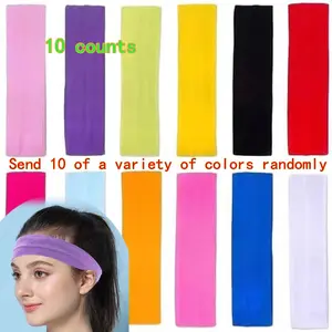 Unisex Sports Headbands, 10-Piece Set, Anti-Slip Elastic Hair Bands, Ideal for Yoga, Running, Gym, Baseball, Casual Use, Workout Headband
