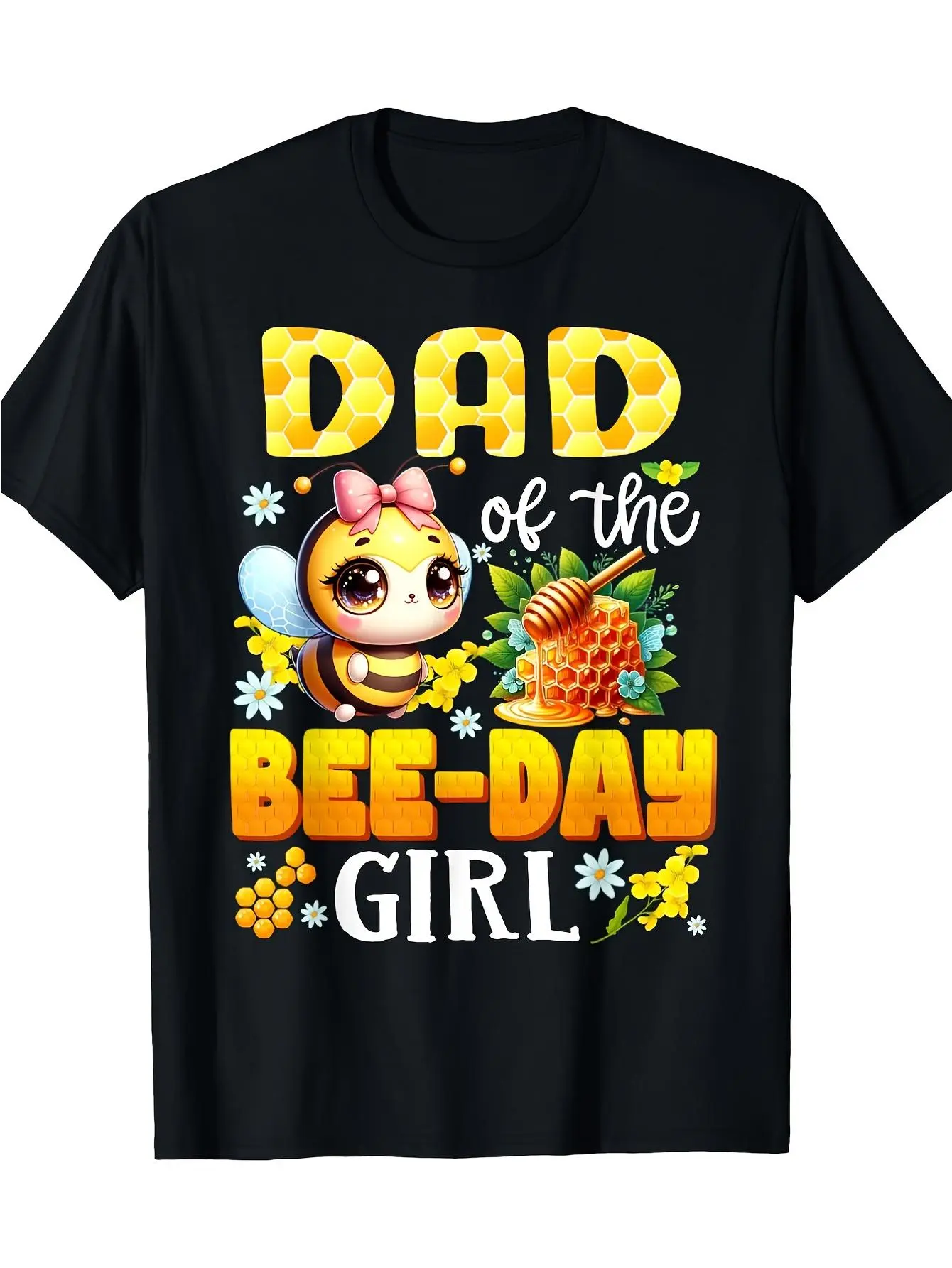 Dad of the Bee Day Birthday Party Bee Lover T-shir unisex soft cotton short sleeve t shirt, vintage graphic casual tee for men women teens, perfect birthday holiday gift for camping travel gym daily street  wear