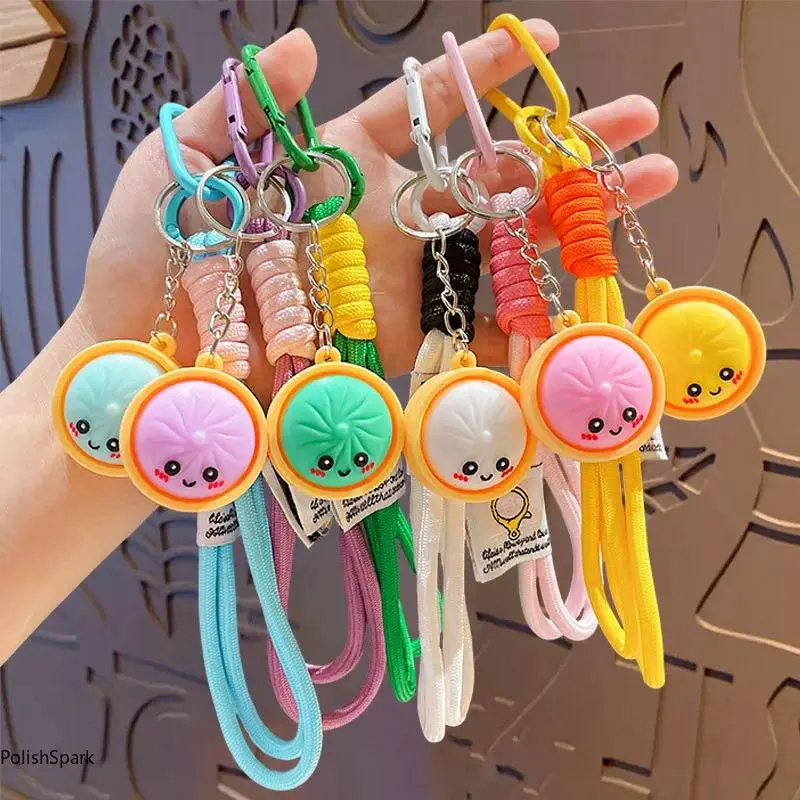 6pcs Kawaii Dumpling Cool Keychains - Squishy Fidget Stress Reliever Toys, Girly Keychain Birthday Gifts, Backpack Accessories for Sports & Outdoor Fan Shop Gaming Enthusiasts, Fidgets, Party Favor, Teenage Girls Gifts, Dumpling Form, 3.5Cm, Kawaii Look,,