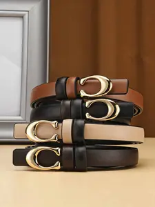 Retro Double-Sided Fine Waist Belt with C Buckle, Fashionable and Versatile Women's Jeans Belt for All Seasons, Stylish Student Accessories