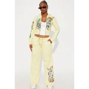 Ed Hardy Enchanted Butterfly Wide Leg Pant - Butter Yellow I
