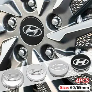 4pcs Hyundai HUB Center Cap Stickers, Easy Install Waterproof Scratch Resistant Wheel Trim, Fits Elantra Sonata Tucson Santa Fe Ix35 and More