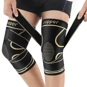 Copper Knee Braces with Strap for Knee Pain Women and Men(2 Pack), Knee Compression Sleeve for Arthritis, ACL, Meniscus Tear, Joint Pain Relief, Knee Support for Working, Running, Weightlifting