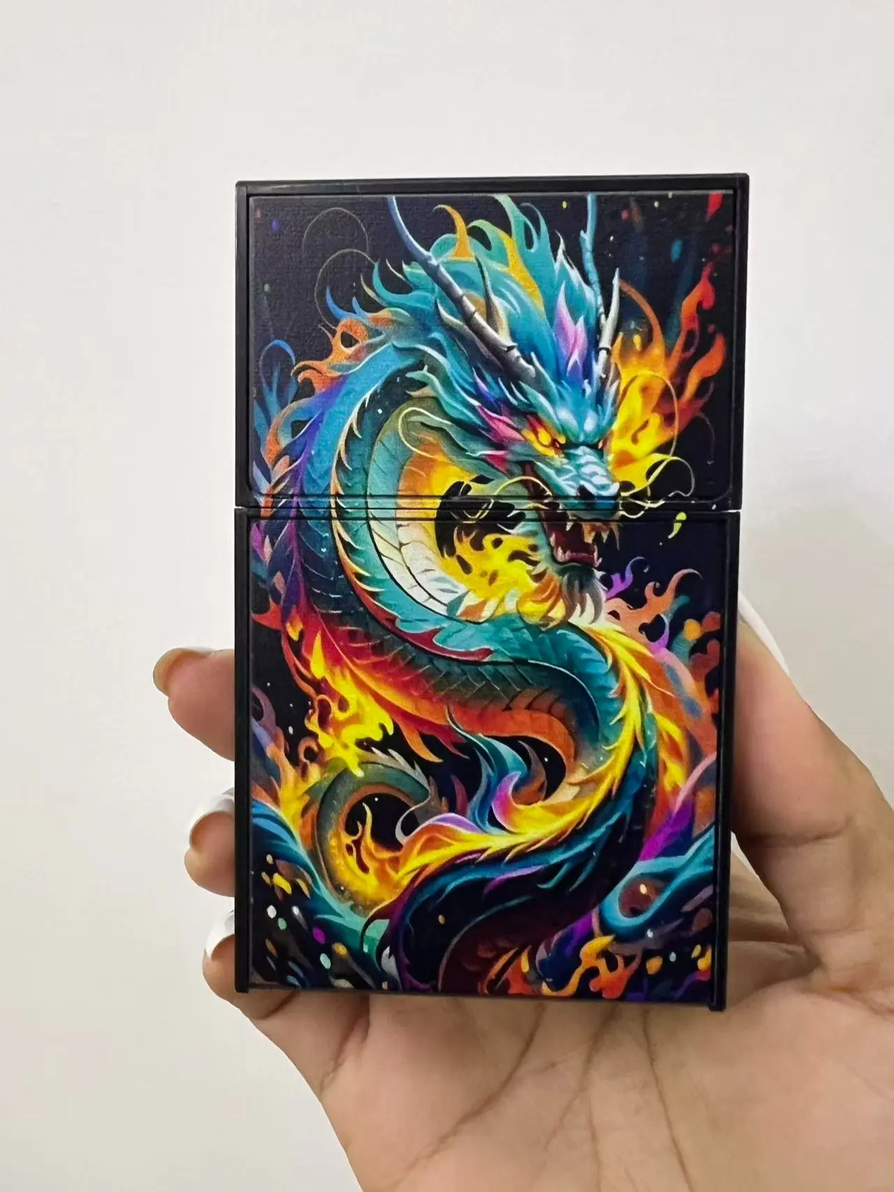 1PCS Elegant Dragon Design USB Rechargeable Lighter & CigaretteCase - Durable ABS Resin & Zinc Alloy, Moisture-Resistant, Compact Portable Men's Accessory - Valentine's Day/Father's Day Gift for Him