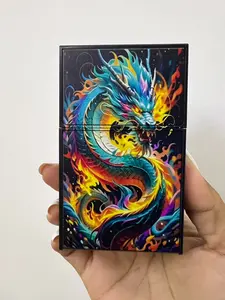 1PCS Elegant Dragon Design USB Rechargeable Lighter & CigaretteCase - Durable ABS Resin & Zinc Alloy, Moisture-Resistant, Compact Portable Men's Accessory - Valentine's Day/Father's Day Gift for Him