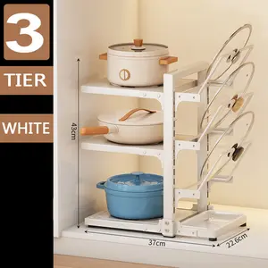 Adjustable Pot Storage Rack Kitchen Multifunctional Sink Cabinet Countertop Layered Organizer for Various Pots