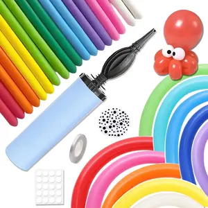 260Q Twisting Balloon Kit with Pump 100 Rainbow Color Balloons for Animals, Flowers & More