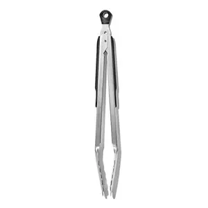 Sturdy 12-in Stainless Steel Tongs with Lock, Kitchen Utensils for Barbecue Use