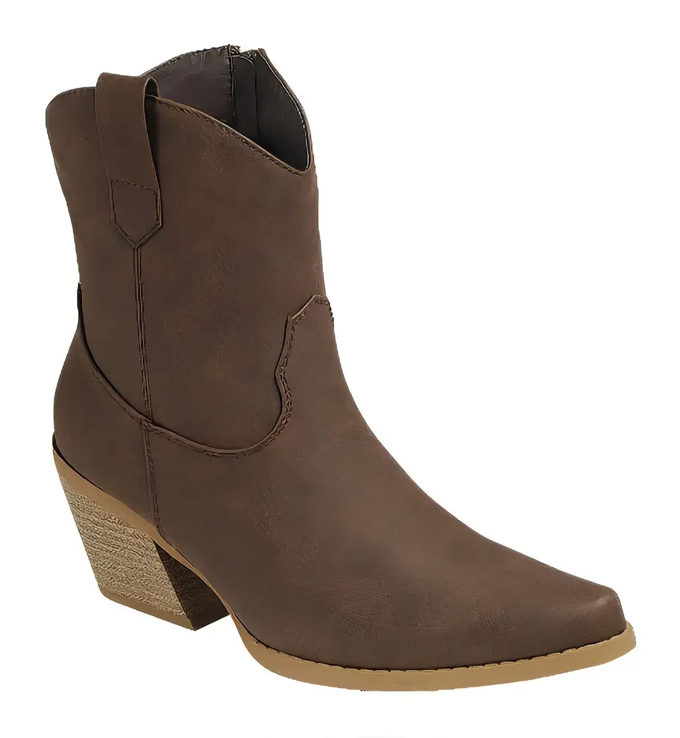 Samantha - Women’s Western Ankle Boots, Side Zipper Cowboy Booties with Chunky Stacked Heel, Pointed Toe Fashion Boots, Comfortable Everyday Country Footwear for Casual Wear & Seasonal Styling