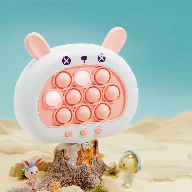 Quick Push Pop Game Machine, Cartoon Animal Shape Pop‑it Light‑Up Puzzle Fidget Toy, Handheld Speed Push Game for Kids Stress Relief