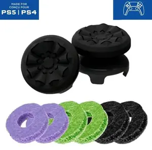 Gaming Thumbsticks For PS4 & PS5, Xbox Superior Precision, Anti slip, Comfort, 1 High-Rise 1 Mid-Rise, Controller/Gamepad accessories, Stick, Purple Black Console Joystick Grip,6 PcsPrecison Rings Silicone Kit gear