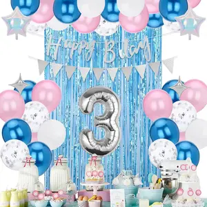 Winter Wonderland Balloon Arch Kit with Snowflakes, Banner & Backdrop for Girls 3rd Birthday