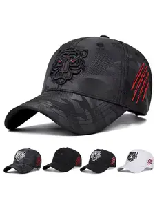 Men's Tiger Head Baseball Cap, Fashion Casual Camo Dad Hat, Camo Trucker Hat for Sports & Daily Wear, Unique Outdoor Activity Design, Stylish & Comfortable