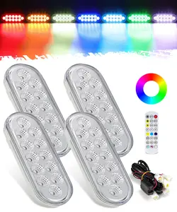Partsam 4Pcs 6 Inch RGB Oval LED Trailer Light Kit Stop Turn Tail Brake Running Lights with Wire Harness for Flatbed Truck RV