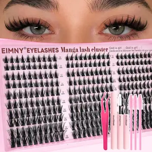 300 Pcs Manga Volume Lash Clusters Kit with Bond and Seal, Wispy Fairy Fluffy Eyelash Extensions, D Curl 10-16mm Individual Lashes for DIY