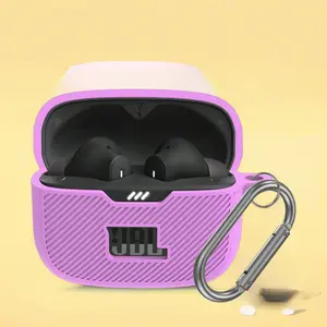 for JBL Vibe 230TWS & Vibe Beam Case Cover, Silicone Protective Shock Cover Compatible With True Wireless Headphones Charging Case With Carabiner