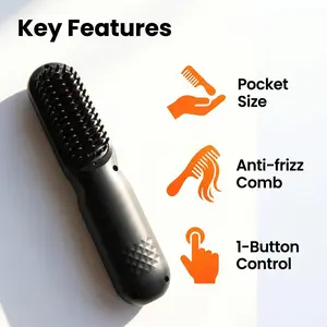 Cordless Heated Straightening Brush - Portable Straightener, Professional Youth Personal Care Appliance, Smooth Styling Tool for Daily Curly Hair Straightening