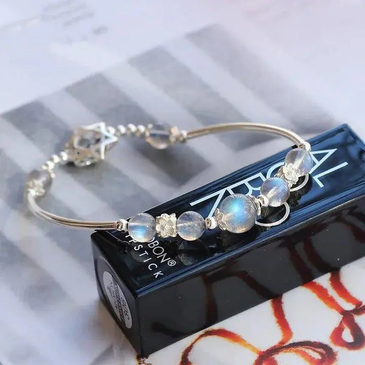 Handmade 5A Moonstone Silver Star Bracelet
