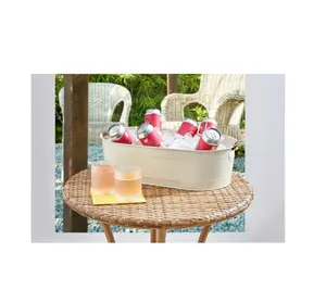 Vanilla White Medium Oval Galvanized Tub , 20.27 in L x 11.22 in W x 5.7 in H