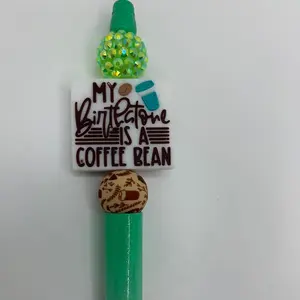 Coffee Bean Birthstone Beaded Pen