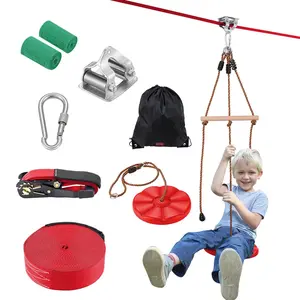 Zipline Kit For Kids And Adults, 65-Foot Backyard Zip Line Kit Supporting Up To 500 Lb, Outdoor Quick-Setup Zipline System For Playgrounds And Backyards, Includes Nylon Safety Harness, Seat, Handlebar, And Accessories