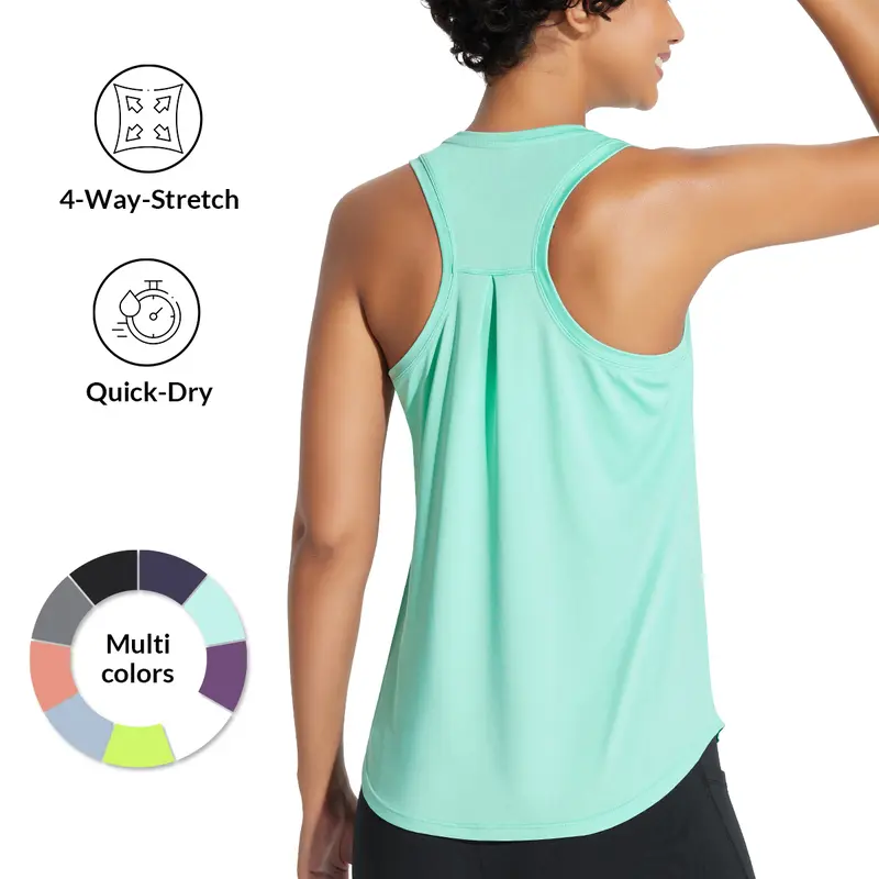 baleaf 2025 Women's Workout Tank Top Racerback Tops Sleeveless Running Shirts Golf Outfits Loose Fit Yoga Athletic Gym Sports Tennis Workout Top Casual Lounge Everyday Wear
