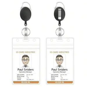 2 Pack Of Vertical ID Badge Holder With Adjustable Retractable Lanyard | Retractable Badge Holders, Heavy Duty Badge Reel | Student ID Card Holder, Plastic Badge Holder, Double Sided Badge Protector,2PackHoldersWithBadgeReel