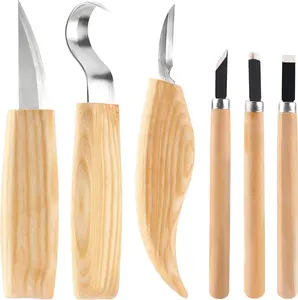 Wood Whittling Kit 6PCS and High Stainless Set​for Beginner Carving for Adults and Kids Beginners Wood Carving Kit Set