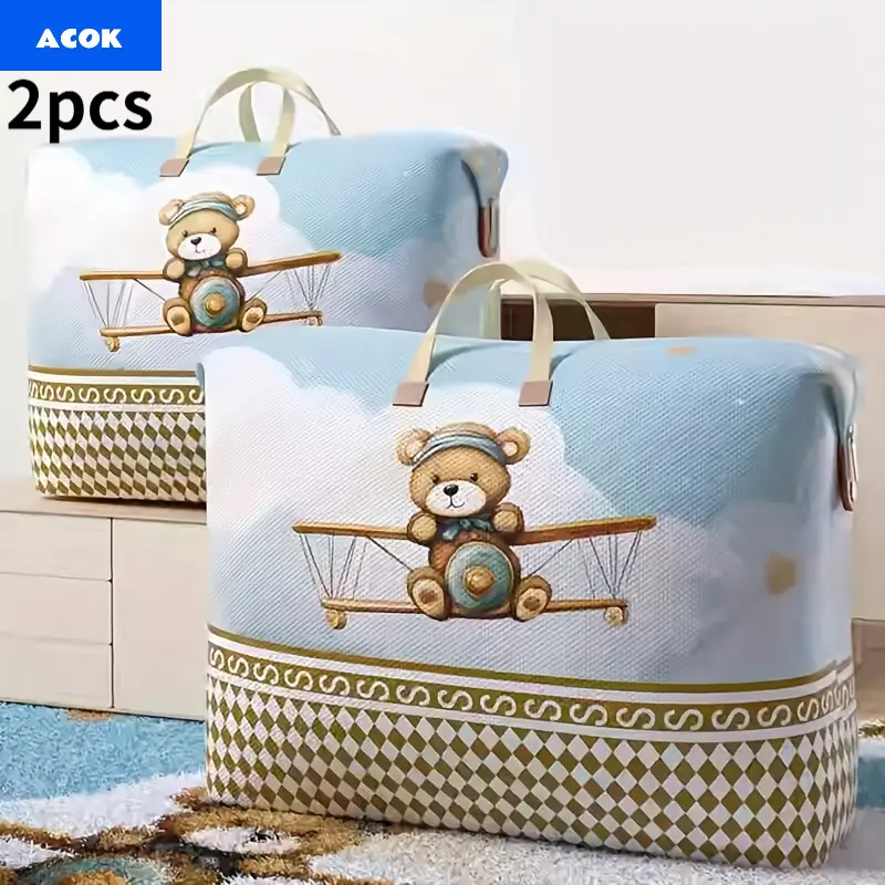 2 large luggage bags - waterproof activity bag, sturdy load-bearing dust-proof clothing storage bag with zipper, used for storing blankets, seasonal clothing, bed sheets, and pillowcases