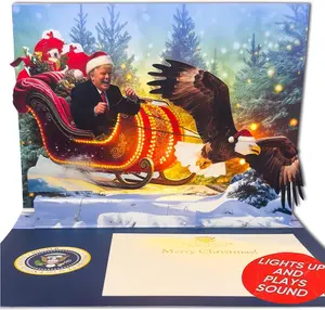 Talking Donald Pop Up Christmas Card - Fun Holiday Gift with Light & Sound Features, Hear a Festive Greeting in Trump's Real Voice - Political Gag Gift for Men & Women