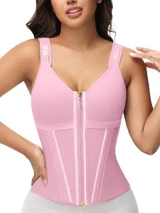 Waist Shapewear for Women with Bra Tummy Control Waist Trainer Corset for Women Clip and Zip Waist Trainer Girdle Workout Shapewear with Adjustable Shoulder Strap Solid Color Adjustable Shoulder Strap Shapewear Tops