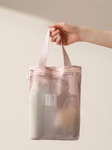 Large Capacity Breathable Mesh Storage Bag, Standing Shower Bag for Travel, Portable Washroom Organizer, Multi-Purpose Use, Travel Essentials Bag